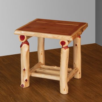 Rust Valley Red Cedar Log Open Shelf Nightstand 