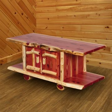 Rust Valley Red Cedar Log Storage Coffee Table 