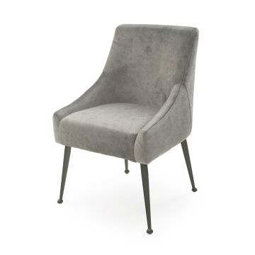 Retro Wing Back Chair - Natural Grey Fabric