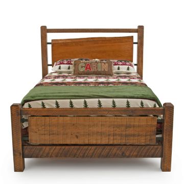 River Rustic Pine Slab Barnwood Bed