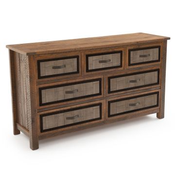 River Rustic Weathered 7 Drawer Barnwood Dresser - Antique Barnwood Finish