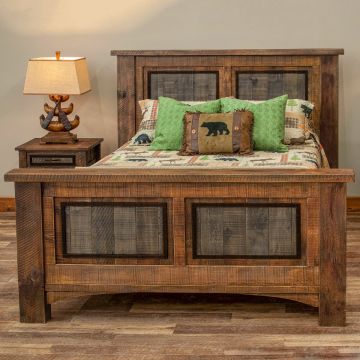 River Rustic Weathered Panel Barnwood Bed- Antique Barnwood Finish