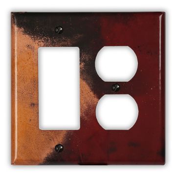 Rojo y Negro 1 Rocker/GFI 1 Outlet Copper Switch Plate