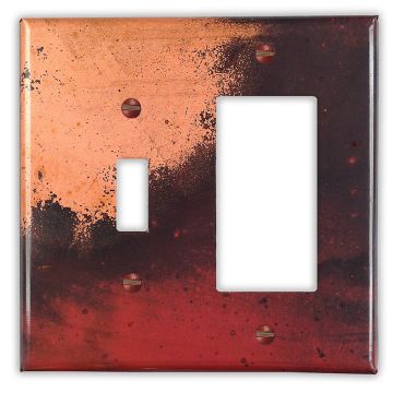 Rojo y Negro 1 Toggle 1 Rocker/GFI Copper Switch Plate