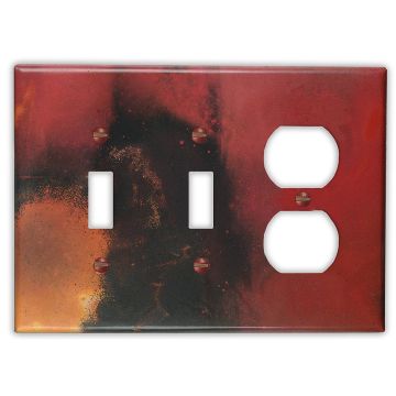 Rojo y Negro 2 Toggle 1 Outlet Copper Switch Plate