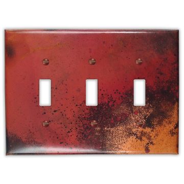 Rojo y Negro 3 Toggle Copper Switch Plate