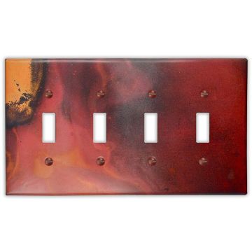 Rojo y Negro 4 Toggle Copper Switch Plate