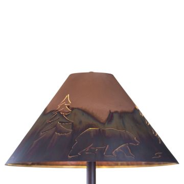 Rustic Round Copper Lampshade - Bear Shade Design - Burgundy Bronze Shade Finish