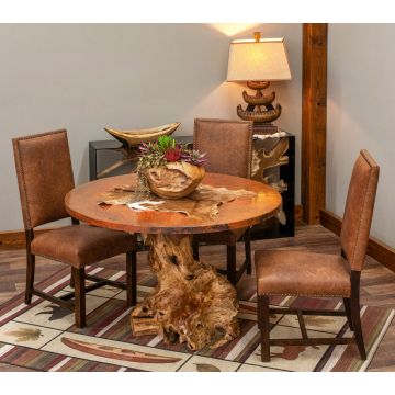Hand Hammered Copper Stump Base Dining Table, Base shown in Natural Clear Finish