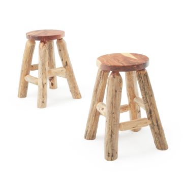 Round Red Cedar Log Bar Stool