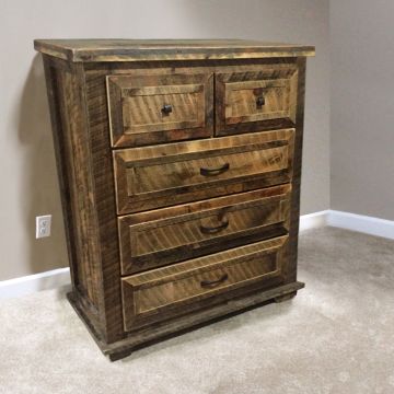 Rural Root 5 Drawer Weathered Bachelor Chest--Vintage Whiskey finish