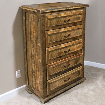 Rural Root 5 Drawer Weathered Chest--Vintage Whiskey finish