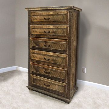 Rural Root 6 Drawer Weathered Chest--Vintage Whiskey finish
