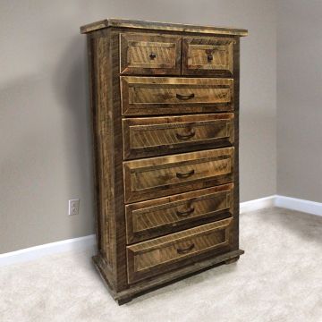 Rural Root 7 Drawer Weathered Bachelor Chest--Vintage Whiskey finish