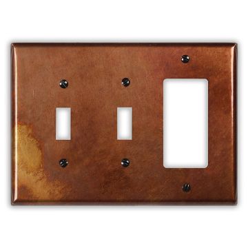 Rustic 2 Toggle 1 Rocker/GFI Copper Switch Plate