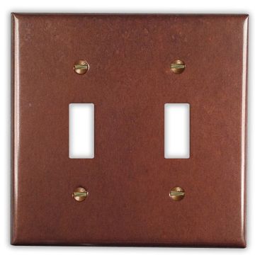 Rustic 2 Toggle Copper Switch Plate