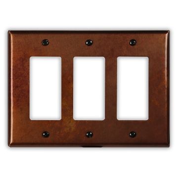 Rustic 3 Rocker/GFI Copper Switch Plate