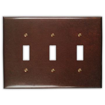 Rustic 3 Toggle Copper Switch Plate