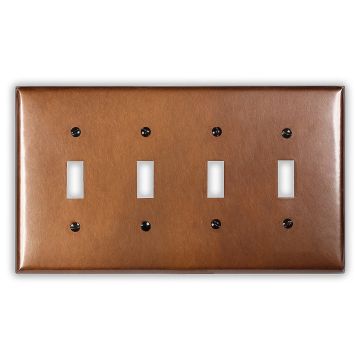 Rustic 4 Toggle Copper Switch Plate