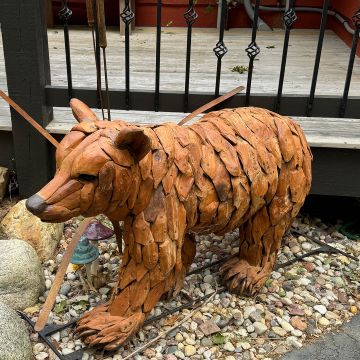 Rustic Driftwood Walking Grizzly Bear
