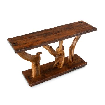Rustic Juniper Sofa Table--Rustic Barnwood finish Alder top/base & Natural Clear finish Juniper legs