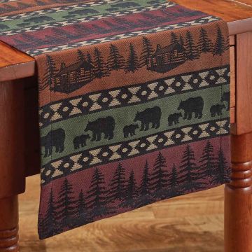 Rustic Bear Mountain Cloth Table Runners