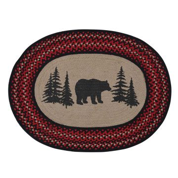 Rustic Black Bear Braided Area Rug 