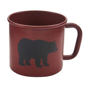 Rustic Black Bear Red Enamel Coffee Mug