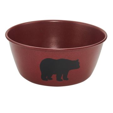 Rustic Black Bear Red Enamel Soup & Cereal Bowl