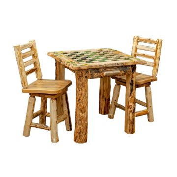 Rustic Aspen Hand-Painted Checker Board Table - 36"H (stools not included)