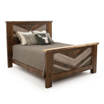 Rustic Chevron Barnwood Bed - Spalted Maple caps