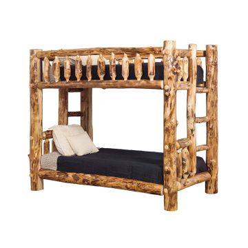 Rustic Colorado Aspen Log Bunk Bed - Twin over Twin