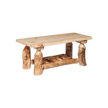 Rustic Colorado Aspen Log Spindle Shelf Coffee Table