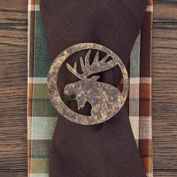 Rustic Copper Patina Bull Moose Napkin Rings