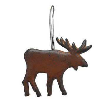 Rustic Copper Patina Bull Moose Shower Curtain Hooks