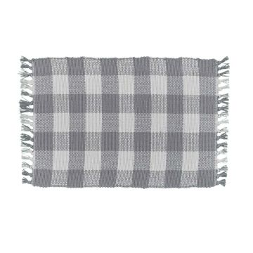 Rustic Dove Gray Checkered Fringe Placemats