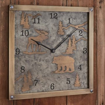 Rustic Forester Galvanized Wall Clock