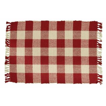 Rustic Garnet Checkered Fringe Placemats