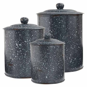 Rustic Gray Granite Enamel Canister Set
