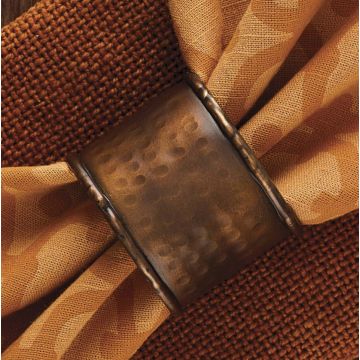 Rustic Hammered Copper Round Cuff Napkin Rings