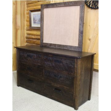Rustic Mill Barnwood 6 Drawer Dresser & Matching Mirror