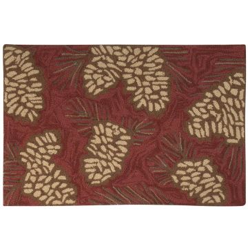 Rustic Pinecone Hooked Area Rug
