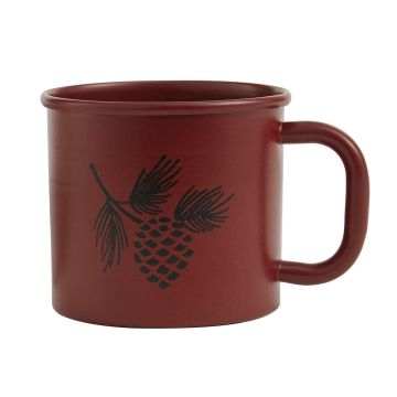 Rustic Pinecone Red Enamel Coffee Mug