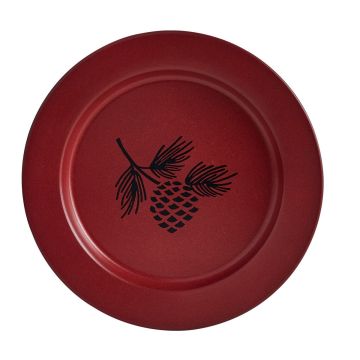 Rustic Pinecone Red Enamel Salad Plate