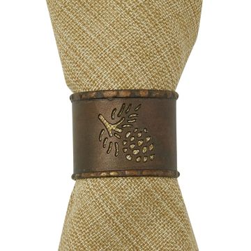 Rustic Pinecone Round Cuff Napkin Rings