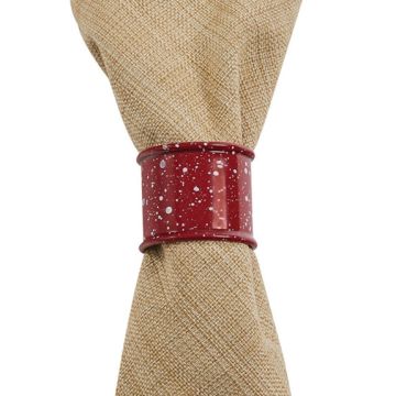 Rustic Red Granite Enamel Napkin Rings