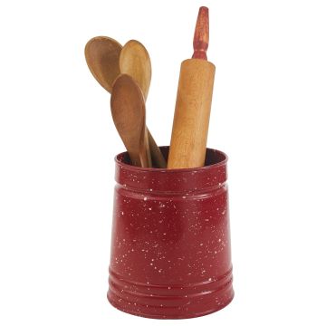Rustic Red Granite Enamel Utensil Crock