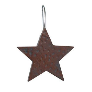 Rustic Red Star Shower Curtain Hooks