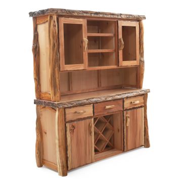 Rustic Redwood & Juniper Log Buffet & Hutch