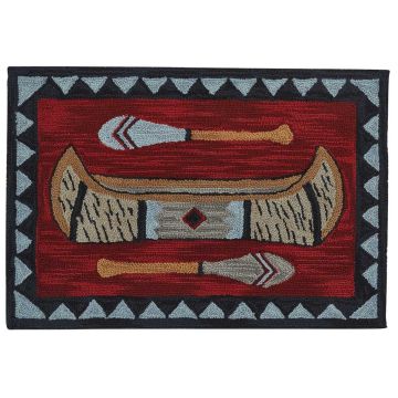 Rustic River Canoe Hooked Area Rug
